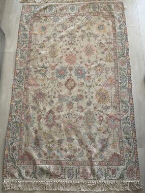Cream Coloured Floral Area Rug